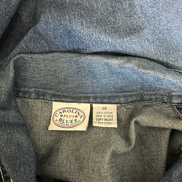 Carolina Blues Plus Denim Top Vest SZ 20 Sleeveless Applique Patchwork Snow Boho - Picture 8 of 12